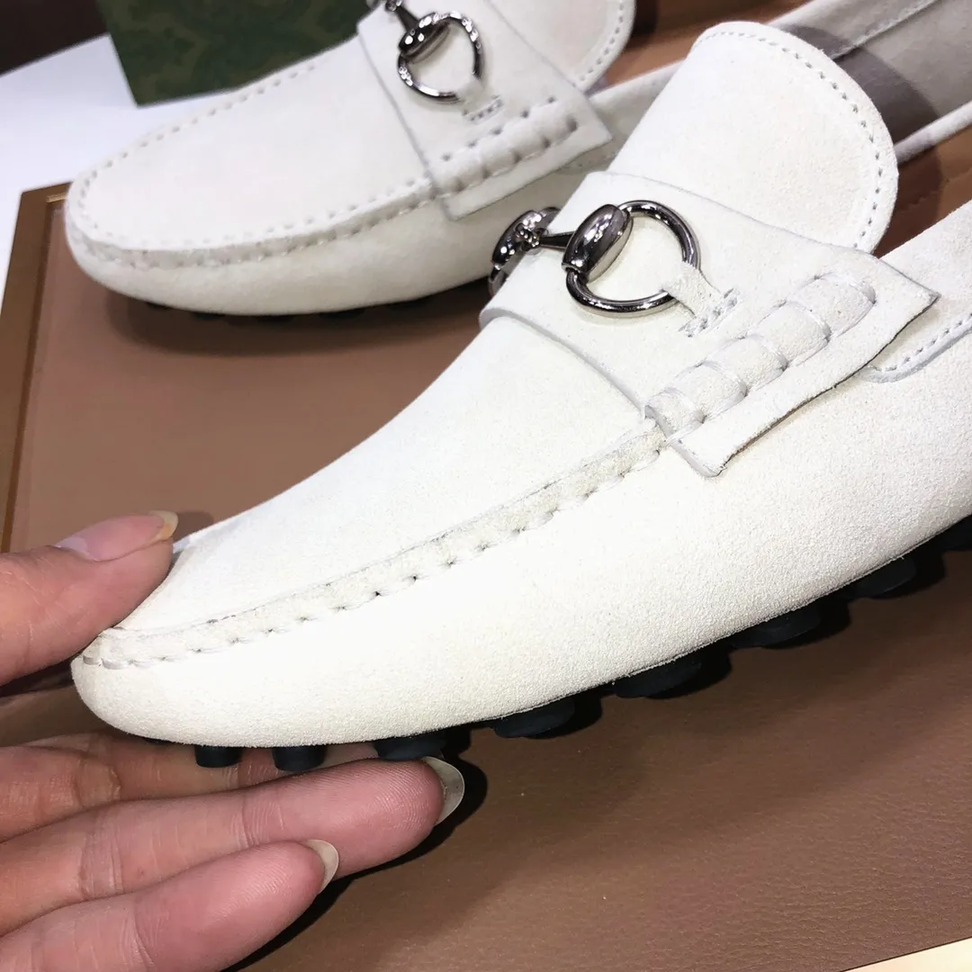 Men's Men's Shoes💰420💰[Gucci GUCCI] (High-end Niuli) New 🍀Gucci*-Gucci Peas Shoes! Made of imported original cowhide, the inner top layer is comfortable cowhide lining! Original wear-resistant rubber outsole! High quality products! Code number 38-44!